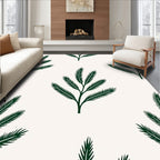 Dark Green Fern Motif Pattern Rug