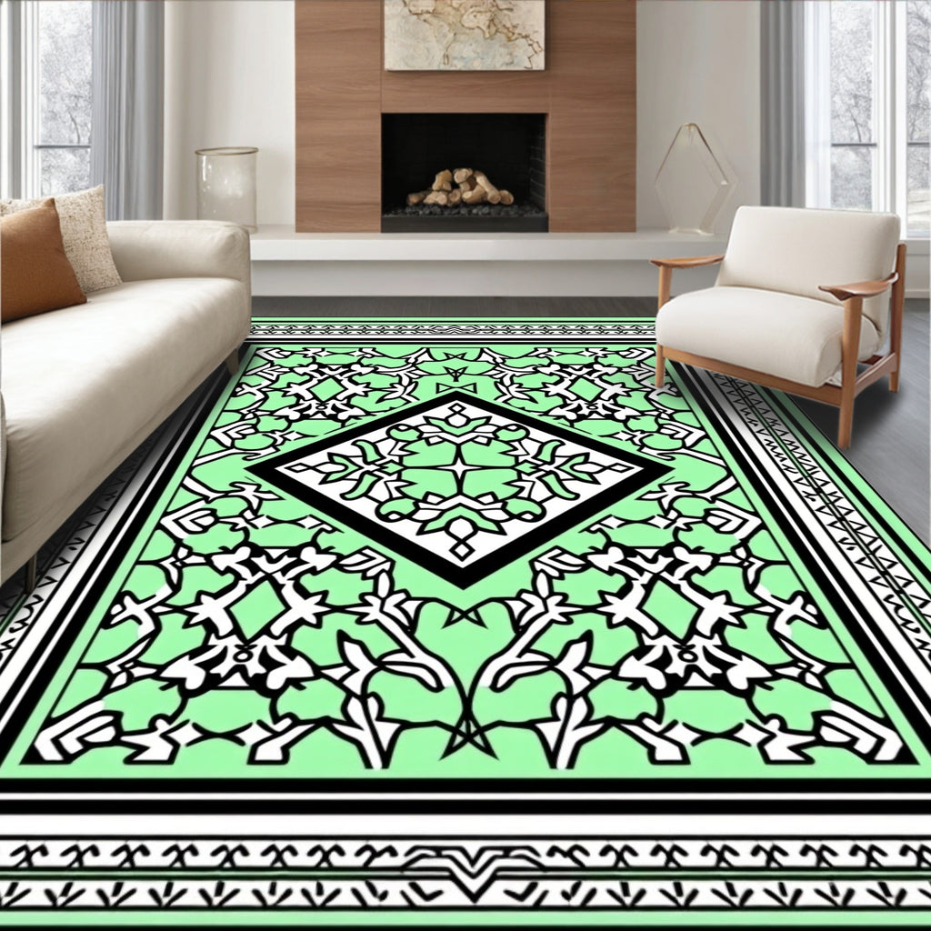 Intricate Geometric Floral Pattern Rug