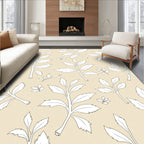 Delicate Leaf Pattern Outline Design Rug