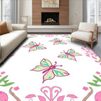 Whimsical Butterfly Floral Design Rug