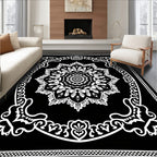 Black White Mandala Patterned Rug