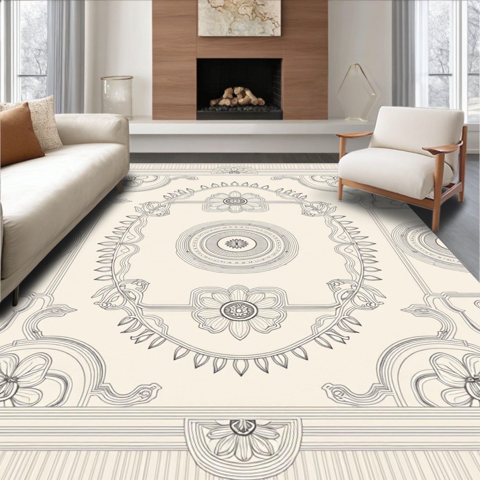 Classic Floral Mandala Arch Design Rug