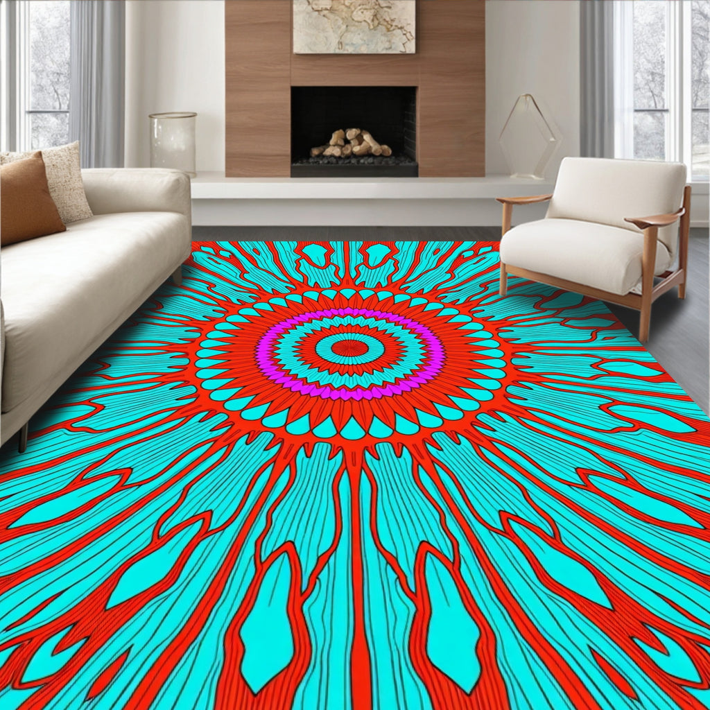 Vibrant Radial Abstract Pattern Rug