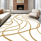 Abstract Gold Swirls Pattern Rug