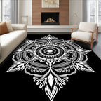 Intricate White Lace Mandala Pattern Rug