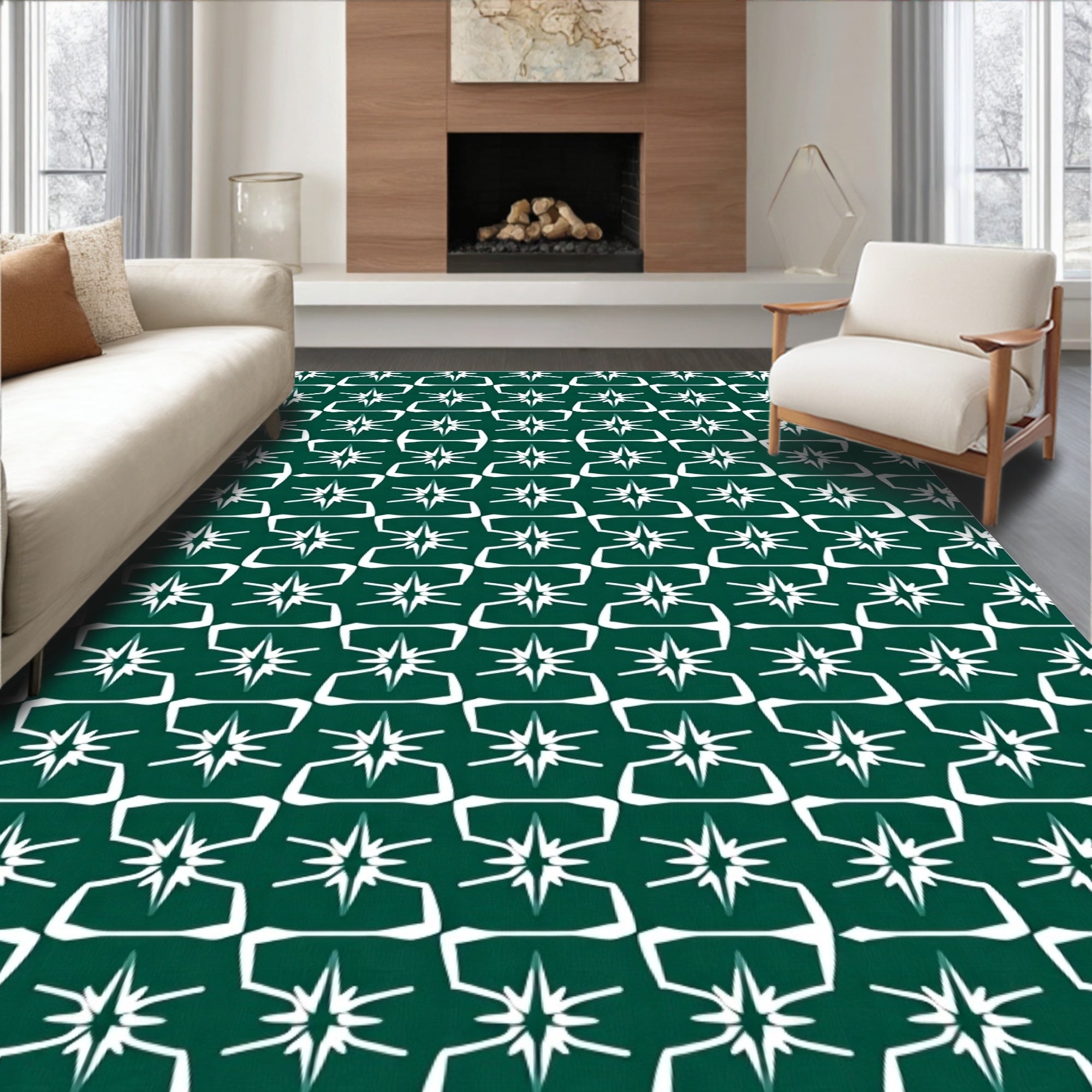 Modern Starburst Geometric Pattern Rug