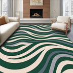 Deep Green Waves Geometric Pattern Rug