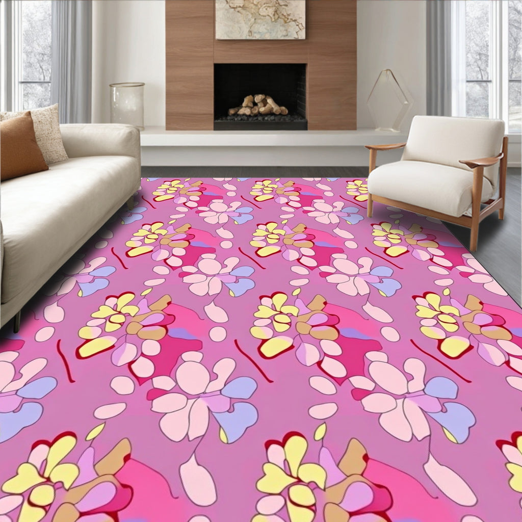 Playful Floral Abstract Design Rug