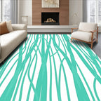 Flowing Lines Abstract Teal Pattern Rug