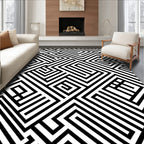 Monochromatic Linear Maze Pattern Rug