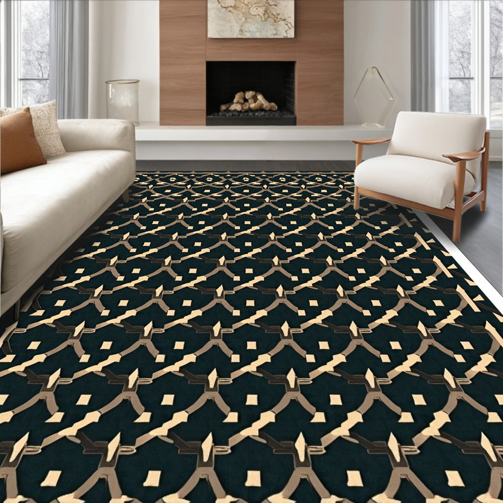 Classic Interlocking Diamond Geo Pattern Rug