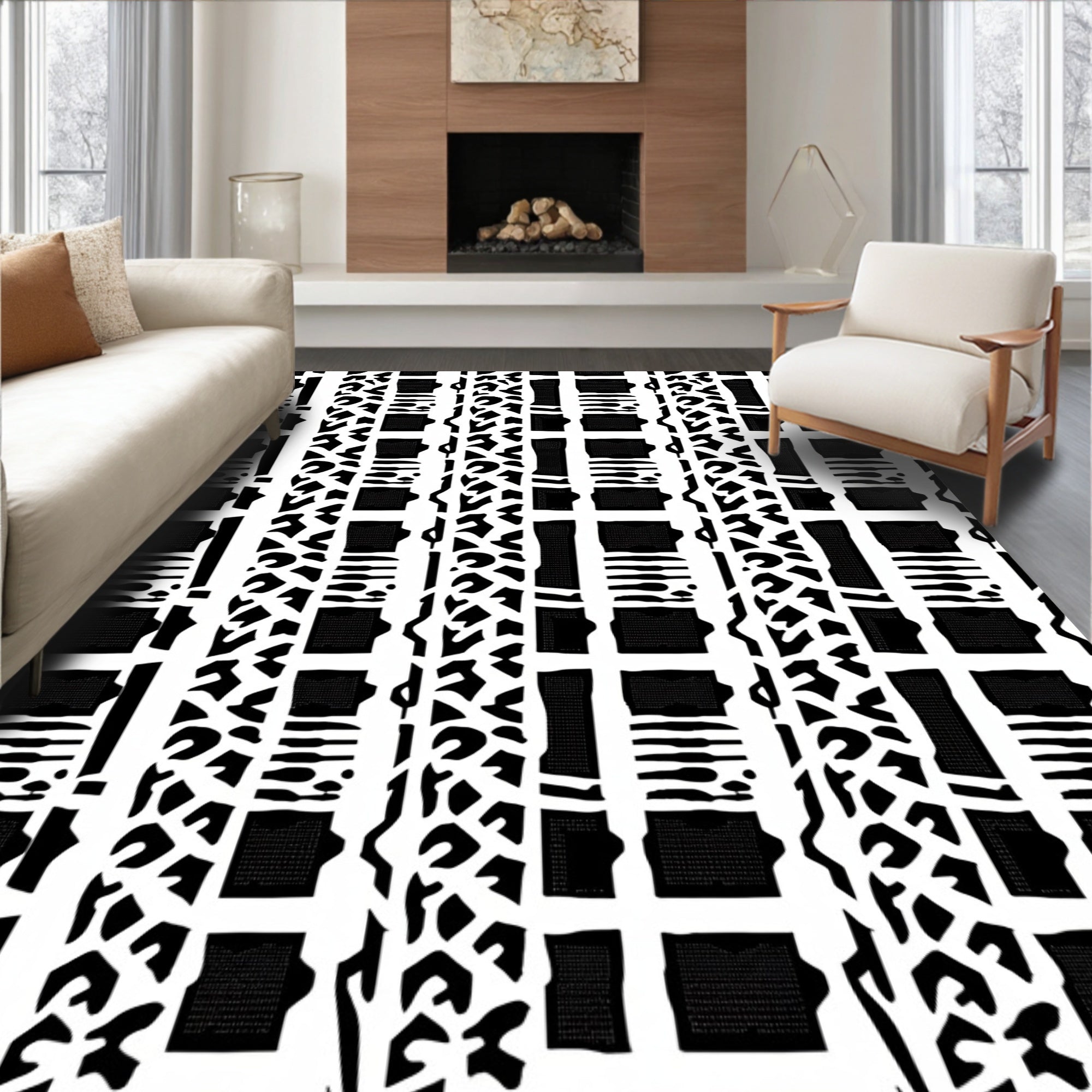 Bold Stripe Leopard Modern Pattern Rug