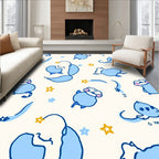 Cute Blue Creatures And Stars Pattern Rug