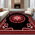 Intricate Red Floral Mandala Patterned Rug