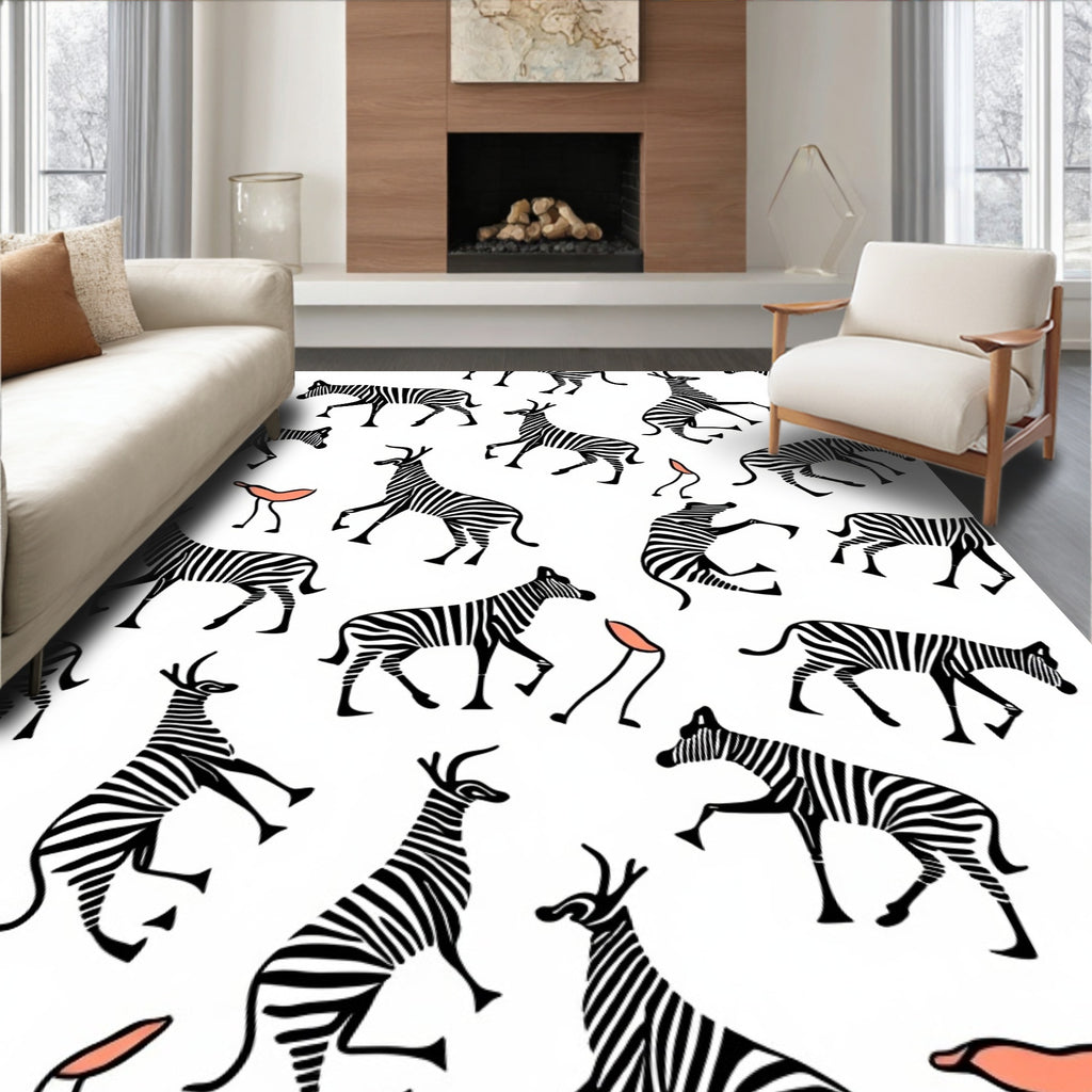 Whimsical Zebra Stripe Pattern Rug