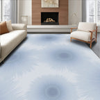 Soft Blue Sunburst Floral Design Rug