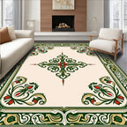 Green Red Floral Symmetry Design Rug