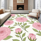 Pink Floral Garden Pattern Rug