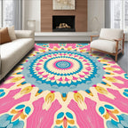 Bright Floral Mandala Inspired Art Rug