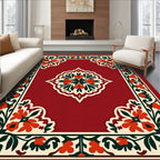 Elegant Floral Border With Center Medallion Rug