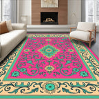 Vibrant Floral Scroll Pattern Rug