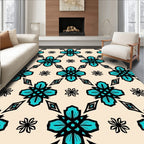 Teal Floral Diamond Pattern Rug