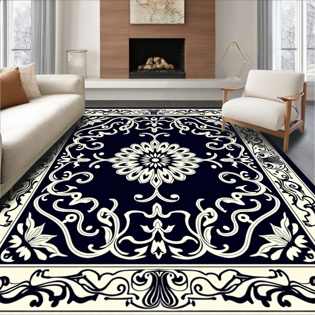Elegant Floral Scrollwork Pattern Rug