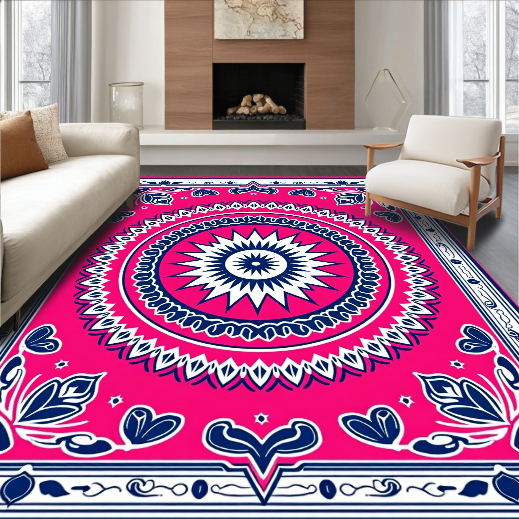 Bold Boho Sunburst Floral Design Rug