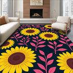 Bold Yellow Sunflower Pattern Rug