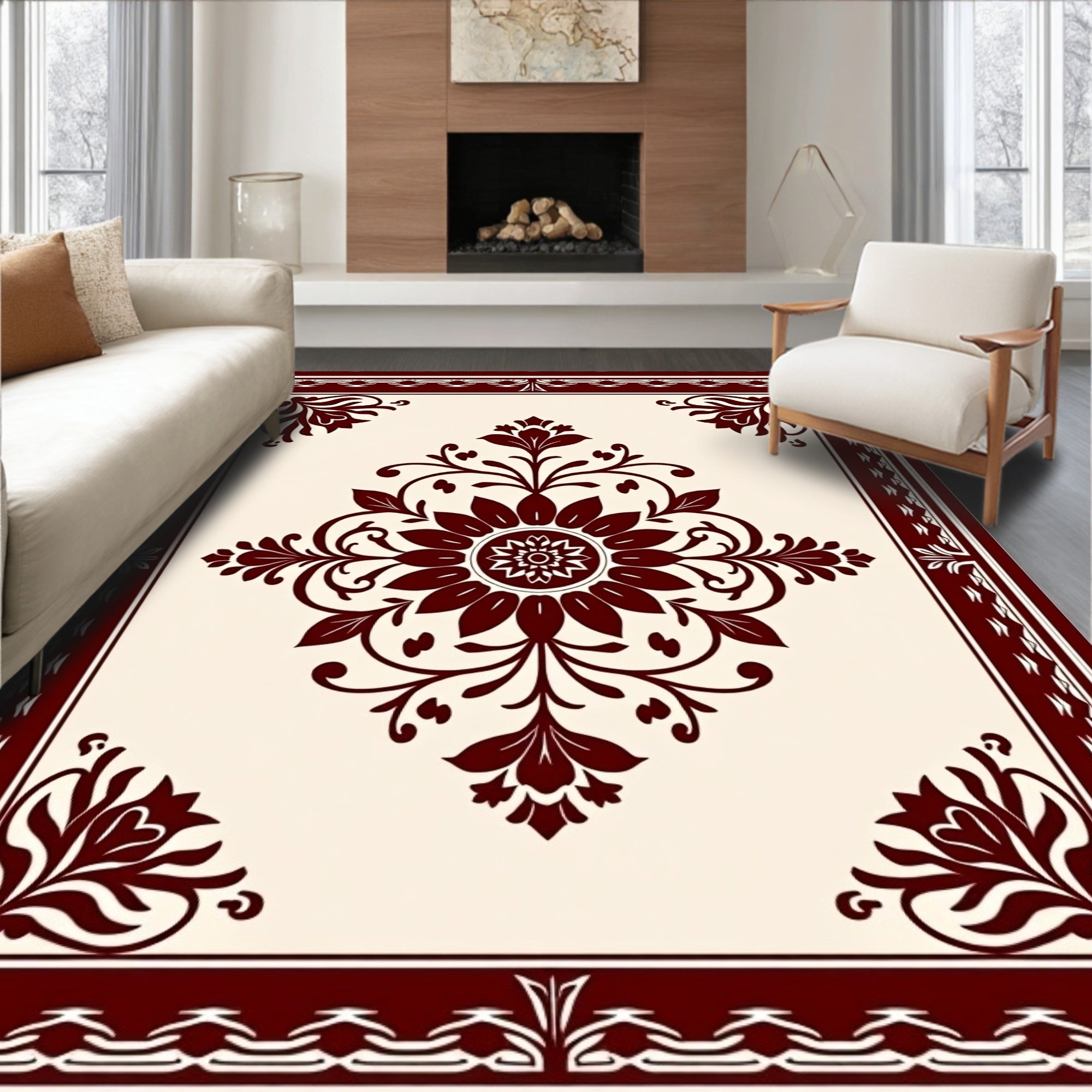 Rich Floral medallion Border Rug
