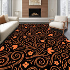Orange Floral Swirl Pattern Rug