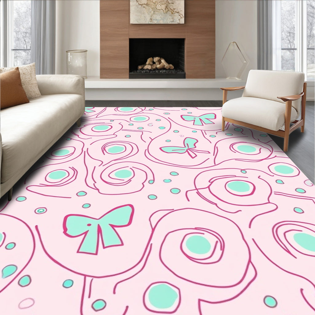 Whimsical Bows Swirls Pattern Rug