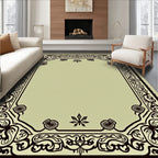 Classic Dark Botanical Swirl Frame Rug