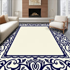 Ornate Traditional Dark Blue Floral Rug
