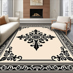 Ornate Black Floral Medallion Rug