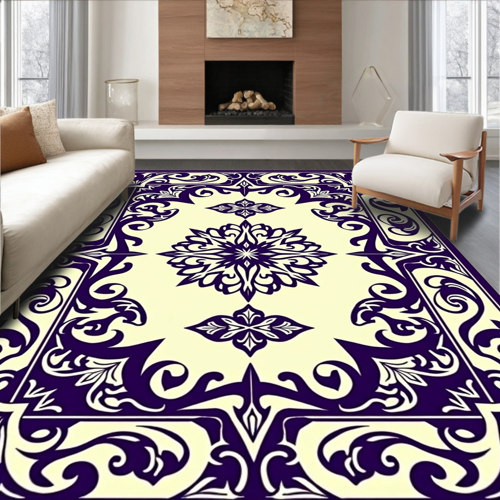 Ornate Floral Symmetry Design Rug