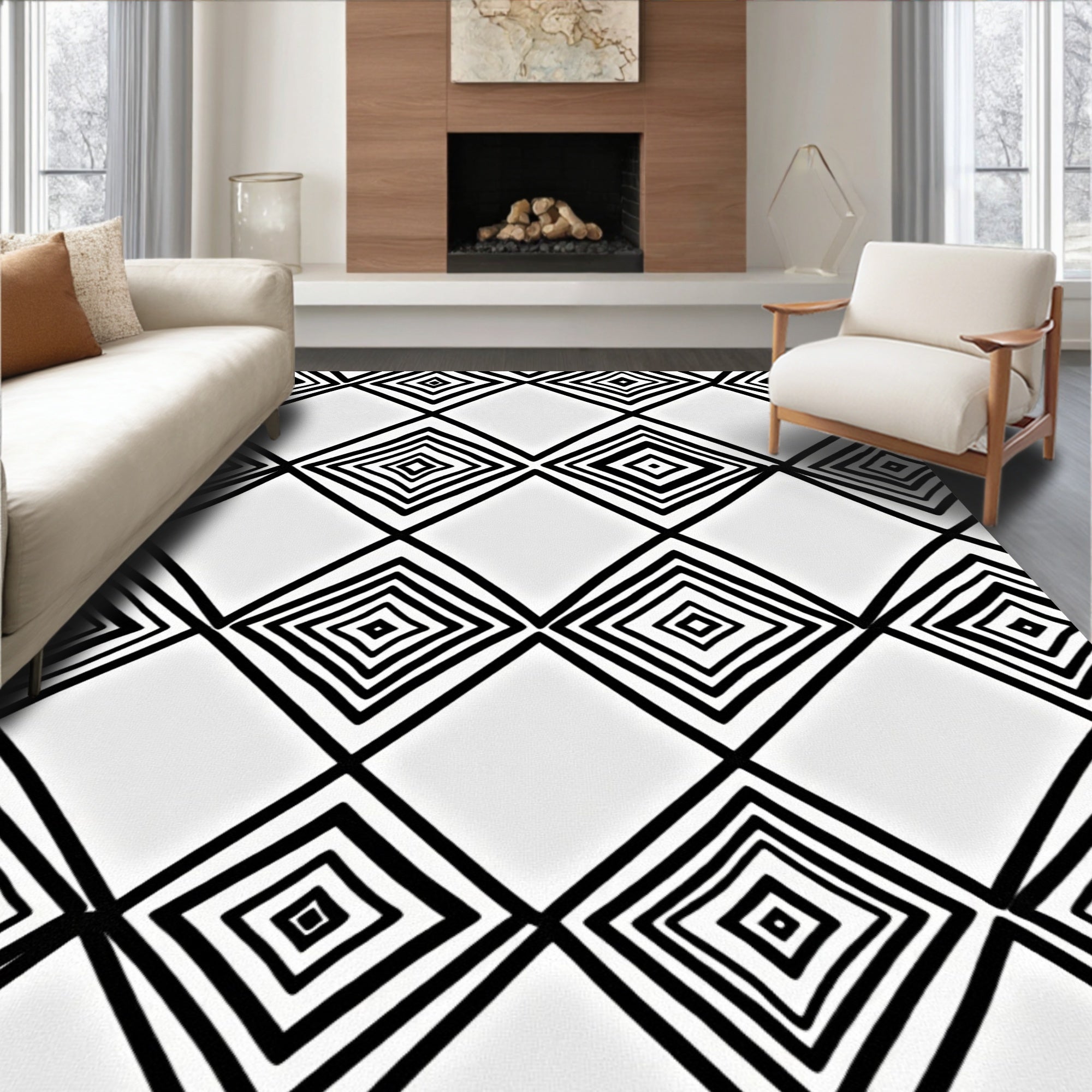 Geometric Diamond Pattern Design Rug