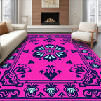 Vibrant Floral Medallion Border Rug