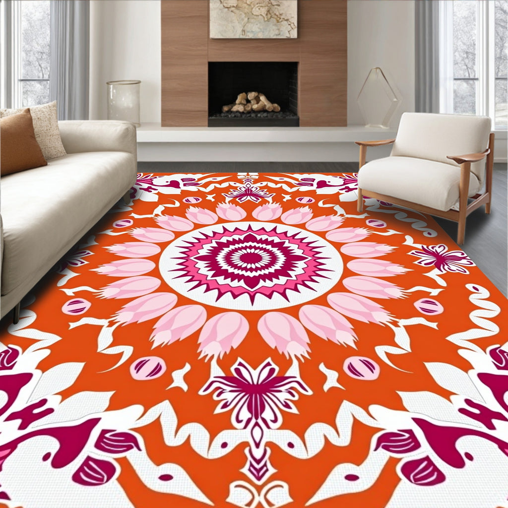 Radiant Floral Mandala Pattern Rug