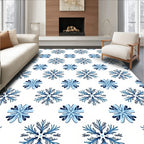 Blue Snowflake Starburst Fabric Rug