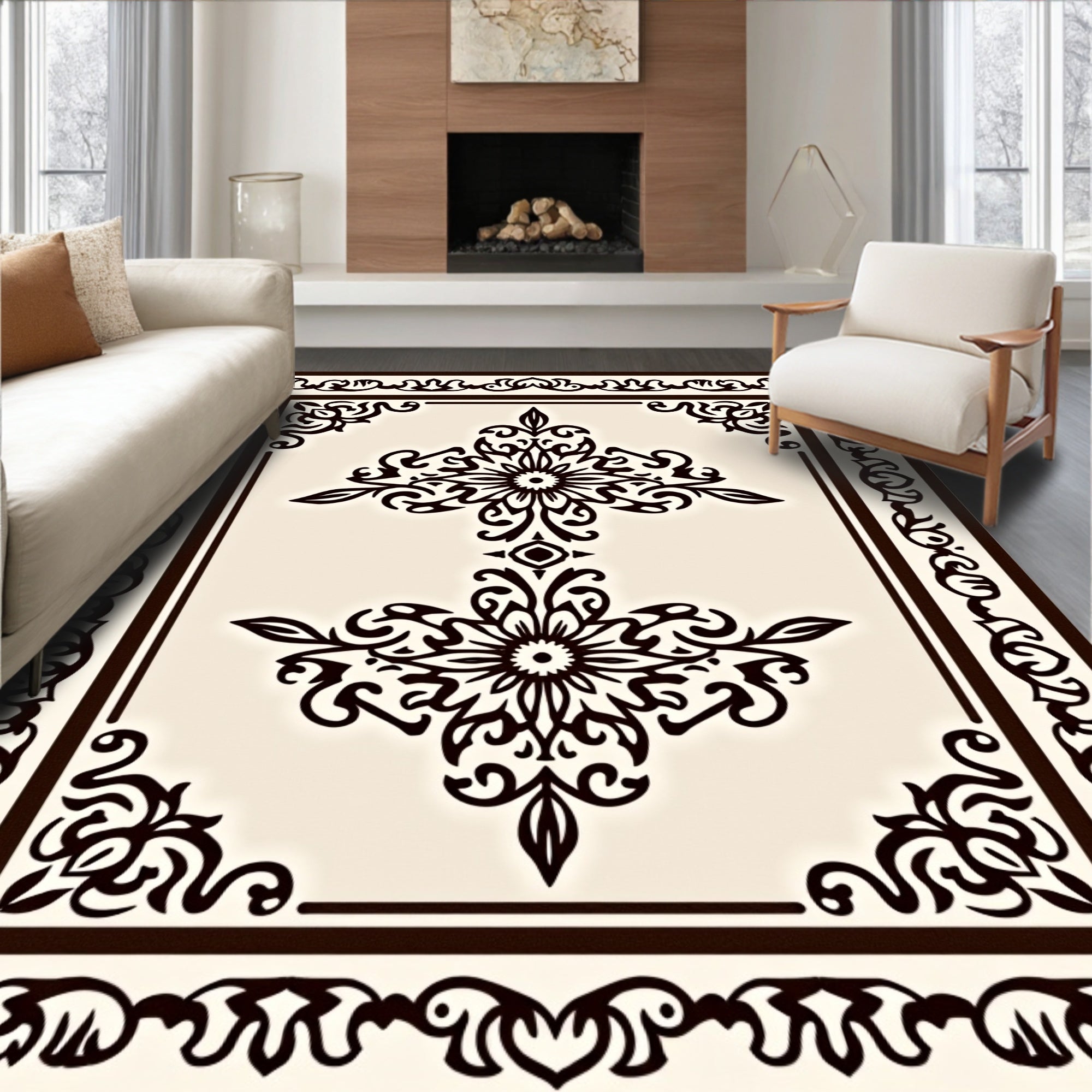Elegant Scrollwork And Floral Motif Rug