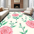 Pink Rose Garden Print Rug