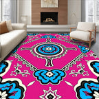 Bold Fuchsia Floral Medallion Pattern Rug