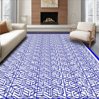 Blue Abstract Geometric Maze Rug