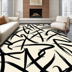 Black Bold Abstract Paint Strokes Rug