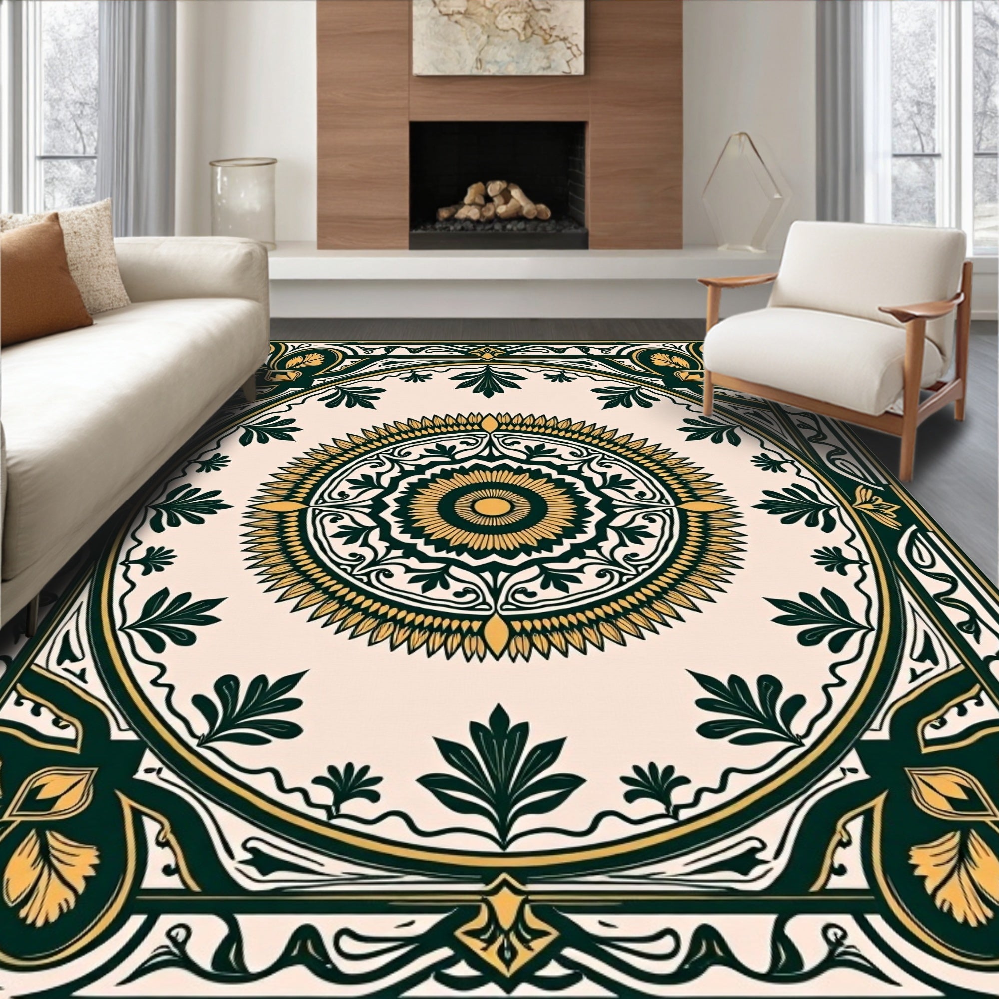 Elegant Vintage Sunburst Medallion Rug