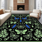 Midnight Garden Moth Butterfly Design Rug