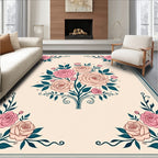 Floral Swirl Rose Bouquet Design Rug