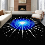 Radiant Blue Starburst Graphic Rug