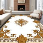 Golden Ornate Scrollwork Filigree Pattern Rug